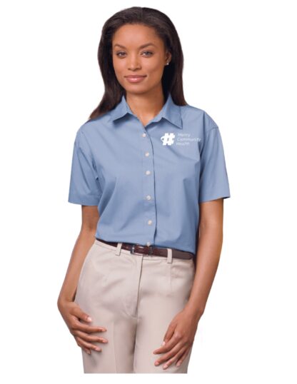 6216S S/S Superblend Poplin Shirt with Bone Buttons