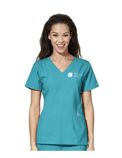 6155 W123 Stylized V-Neck Top