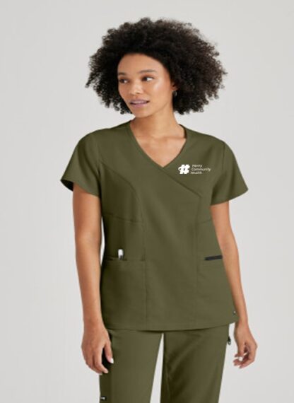 GRST001 Spandex Stretch Kim Mock Wrap Top