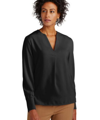 Brooks Brothers Women's Open-Neck Satin Blouse BB18009