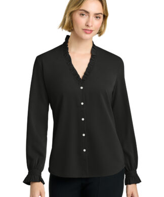Brooks Brothers Women's Long Sleeve Ruffle Collar Blouse BB18011