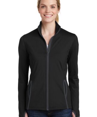 Sport-Tek Women's Sport-Wick Stretch Contrast Full-Zip Jacket. LST853