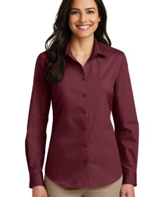 Port Authority Women's Long Sleeve Carefree Poplin Shirt. LW100