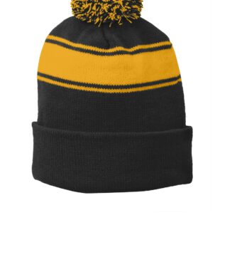 Sport-Tek Stripe Pom Pom Beanie. STC28