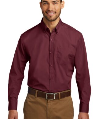 Port Authority Long Sleeve Carefree Poplin Shirt. W100