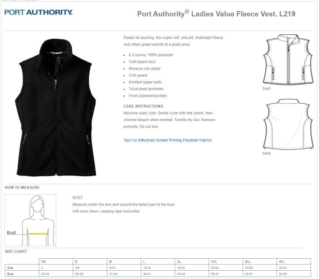 L219 Port Authority Port Authority Ladies Value Fleece Vest. L219 - Image 2