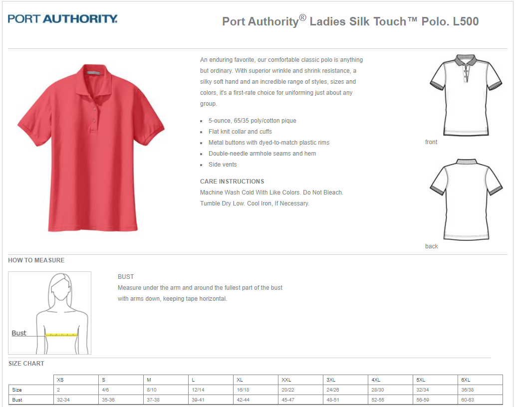 L500 Port Authority Port Authority Ladies Silk Touch Polo. L500 - Image 2