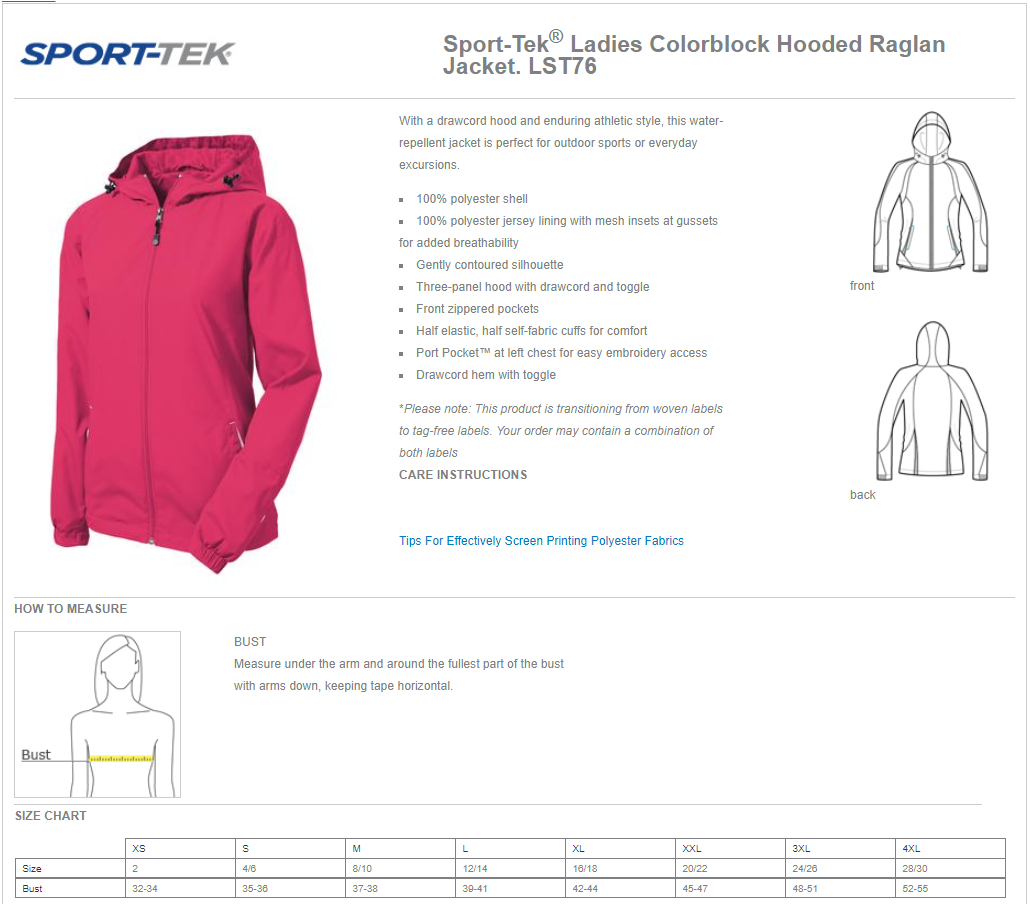 LST76 Sport-Tek Sport-Tek Ladies Colorblock Hooded Raglan Jacket. LST76 - Image 2