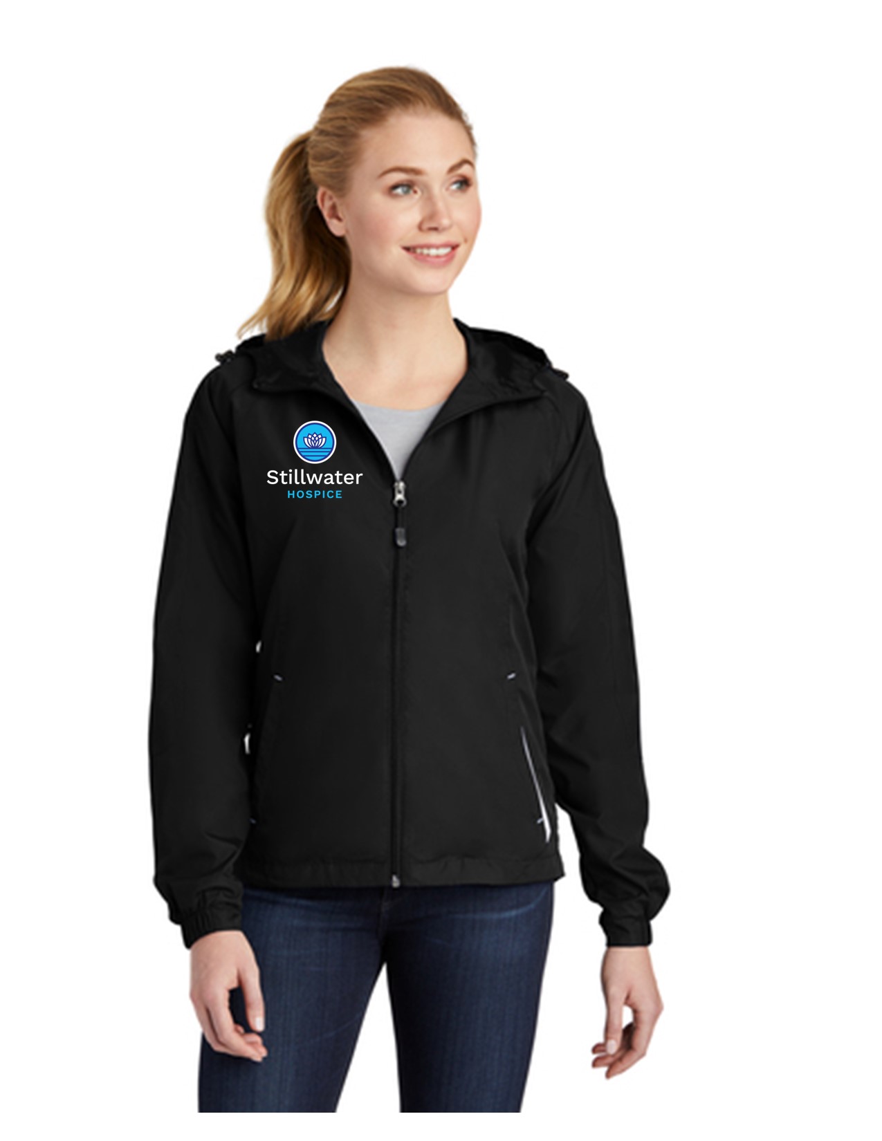 LST76 Sport-Tek Sport-Tek Ladies Colorblock Hooded Raglan Jacket. LST76